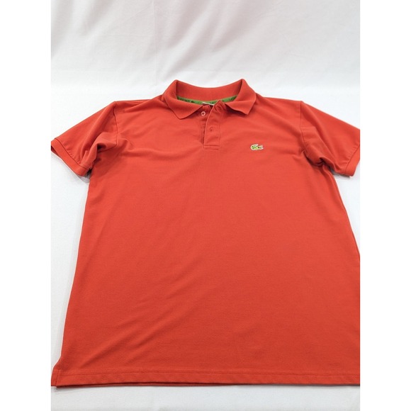Lacoste Shirt XL Blood‎ Orange Polo 3-Button Short Sleeve Golf Neon Gator - Picture 3 of 8